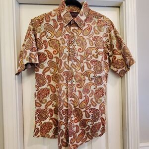 Vintage Men's Ivy Hall Single Needle Tailored Paisley Button-Up Shirt M